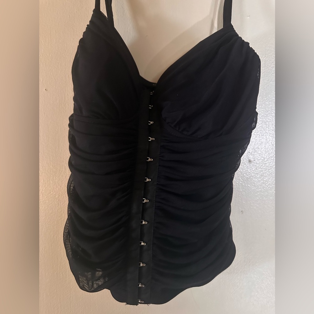 Black ruched tank top